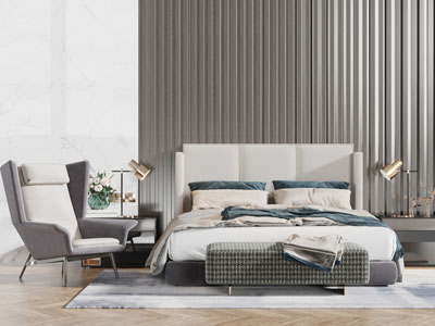 现代轻奢双人床休闲椅子