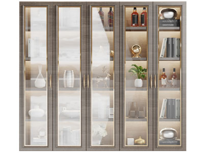 现代轻奢玻璃柜门的酒柜