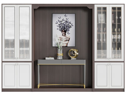 新中式实木带端景台的酒柜