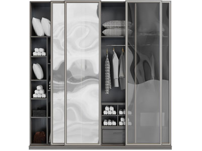 新中式玻璃柜拉门衣柜3d模型 新中式玻璃柜拉门衣柜