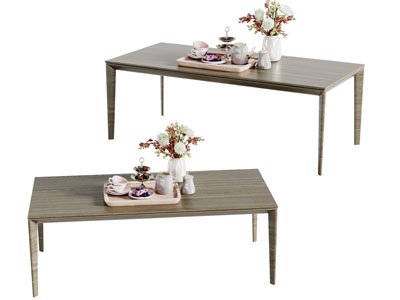 新中式长方形实木茶几3d模型 新中式长方形实木茶几