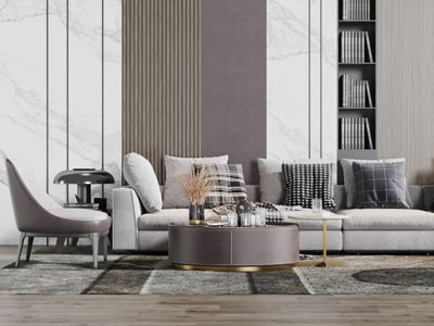 新中式布艺多人沙发休闲椅子茶几组合