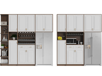 北欧实木撞色实木酒柜