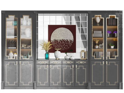 新中式灰黑色装饰柜