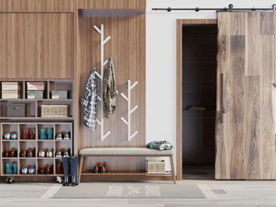 北欧实木开放式鞋柜长凳