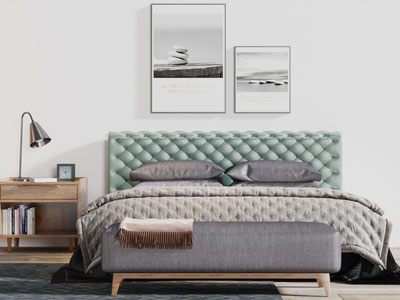 北欧软包靠背的双人床