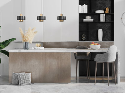 现代吧台吧椅餐边柜