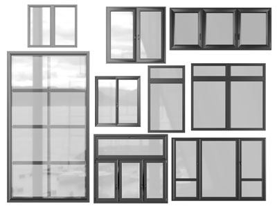 现代黑色金属边框的平开窗