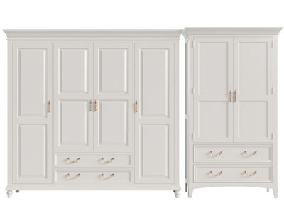 简欧白色实木衣柜3d模型 简欧白色实木衣柜