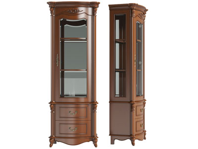 欧式雕花实木玻璃柜门的装饰柜