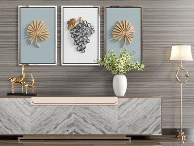 新中式大理石纹理的玄关柜边柜