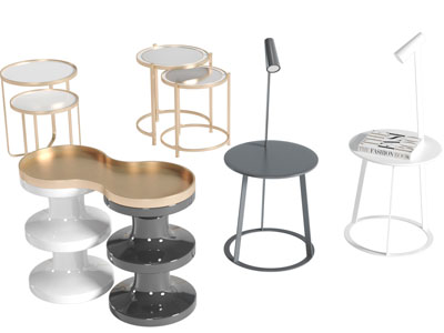 现代轻奢茶几边几3d模型 现代轻奢茶几边几