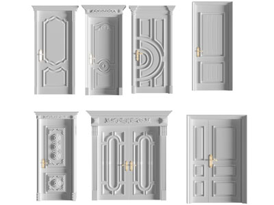 欧式白色双扇单扇平开门