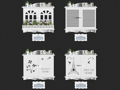 地中海墙面实木装饰平开窗