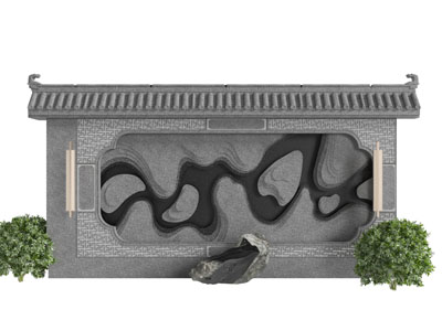 中式装饰石头的景观墙