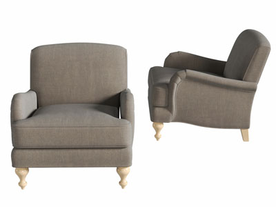 欧式布艺单人沙发3d模型 欧式布艺单人沙发