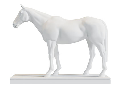 现代白色石膏马雕塑雕刻