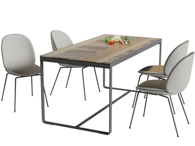 现代长方形餐桌椅组合