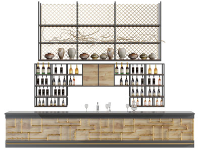 工业风吧台红酒架