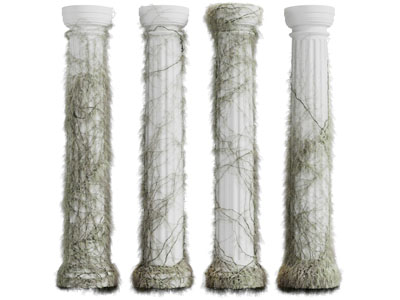 爬满藤蔓的罗马柱子