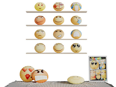 不同表情的豆豆脸靠垫抱枕