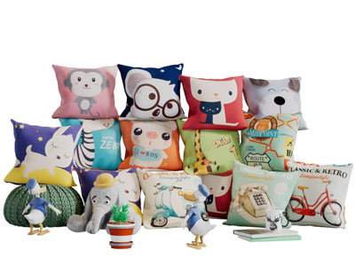 现代卡通图案的抱枕靠枕