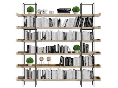 现代实木板多层书架