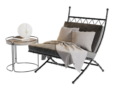 现代金属框架的躺椅休闲椅子