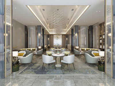 新中式大堂前台接待区