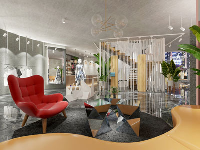 现代商场休息区3d模型 现代商场休息区