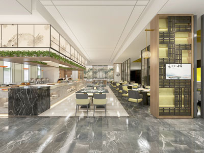 新中式饭店餐馆就餐区