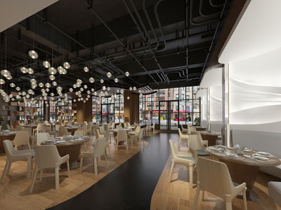 后现代饭店餐馆就餐区