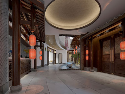 中式酒店大堂前台接待区