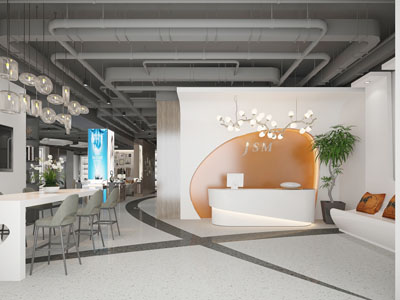 工业风前台接待区