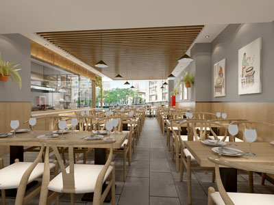 新中式饭店餐馆就餐区