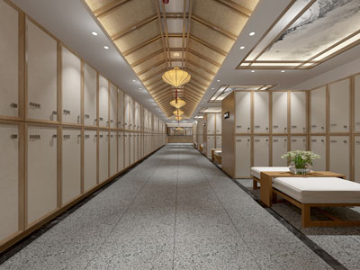 日式洗浴中心澡堂更衣室