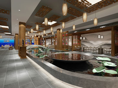 中式饭店餐馆大堂