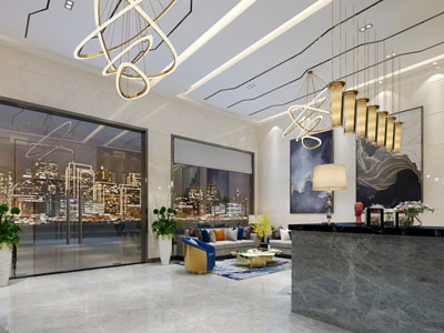 现代轻奢大堂前台接待区