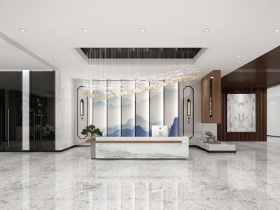 新中式大堂前台接待区