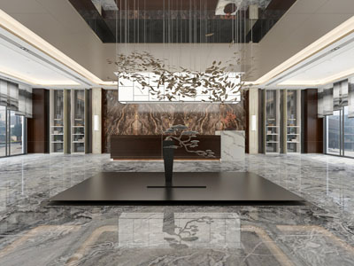 新中式大堂前台接待区