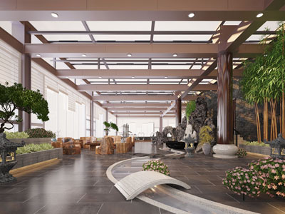 中式室内园林景观茶室