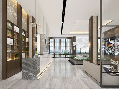 新中式售楼处大堂前台接待区