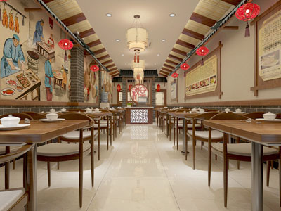 新中式饭店餐馆就餐区