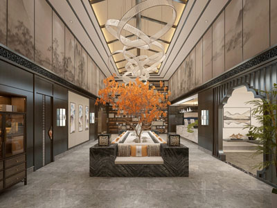 中式酒店大堂前台接待区