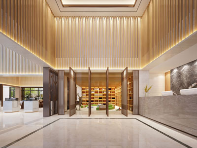 现代售楼处大堂前台接待区