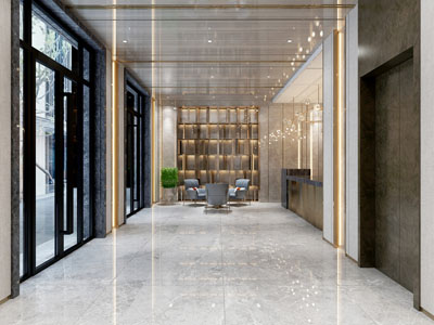 现代大堂前台接待区电梯间