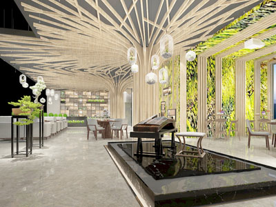 新中式酒店大堂就餐区