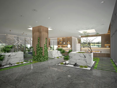 现代大堂前台接待区