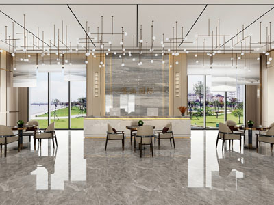 现代售楼处大堂前台接待区