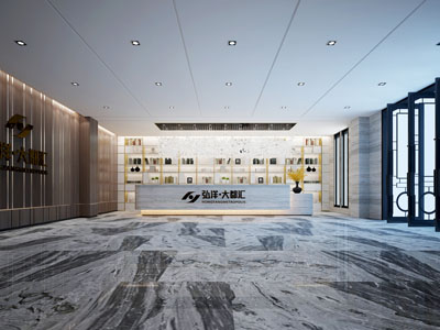 现代售楼处大堂前台接待区